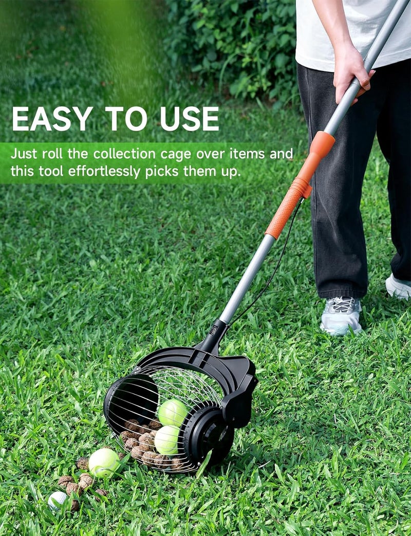 GASREKV Nut Gatherer for Walnuts with 1.8-Gallon Capacity, No-Bend Emptying Design，Acorn Picker Upper Roller Suitable for 1.2"-3.6" Walnuts,Chestnuts, Fallen Apples & Tennis Balls(No Small Acorns) - Image 2